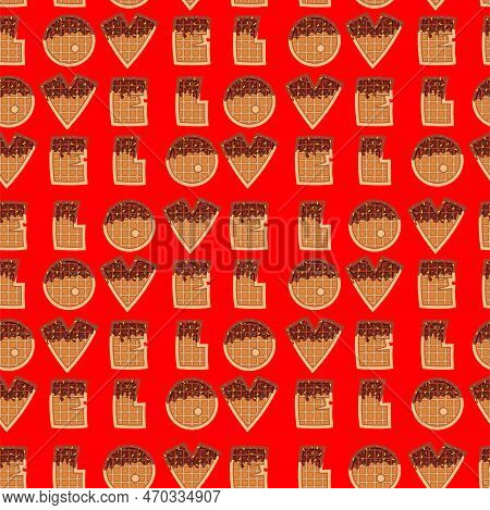 Sweet Food And Dessert Food, Vector Illustration Of Golden Brown Homemade Corn Dog Or Hot Dog Waffle