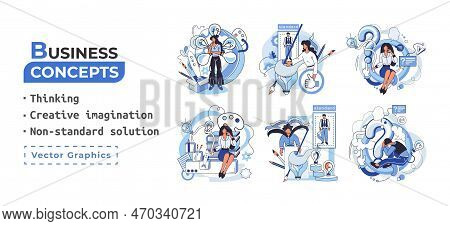 Creative Thinking. People With Different Mental Mindset Types Or Model Creative. Imaginative Logical