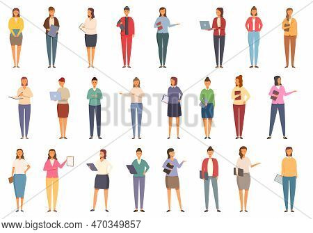 Wedding Planner Icons Set Cartoon Vector. Woman Organizer. Girl Event