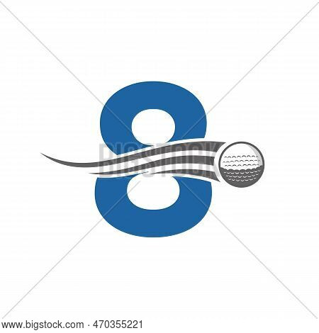 Letter 8 Golf Logo Symbol. Hockey Design Based Alphabet Vector Template