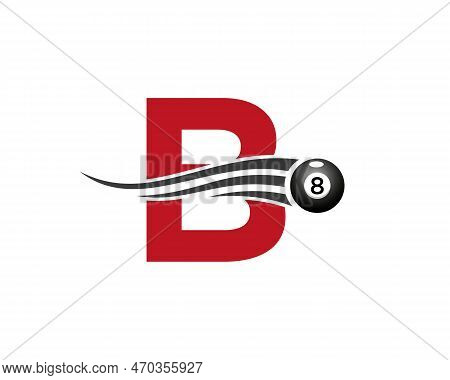 Letter B Billiards Or Pool Game Logo Design For Billiard Room Or 8 Ball Pool Club Symbol Vector Temp