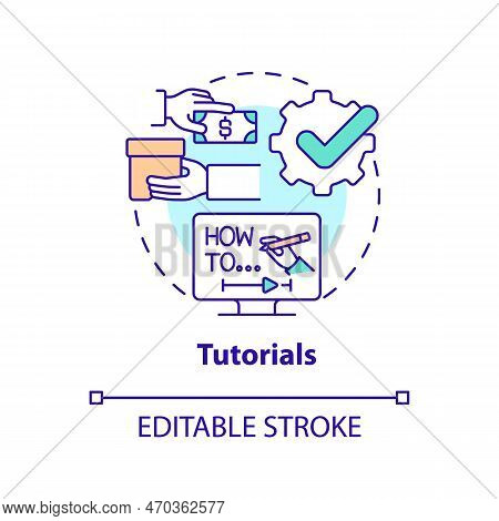 Tutorials Concept Icon. Video Instructions. Content For Affiliate Website Abstract Idea Thin Line Il