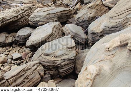 The View Of Massive Stones Near Mangawhai Cliff Walk, Auckland, New Zealand.