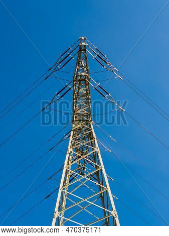 Electricity Mast Or Overhead Line Mast For Power Supply And Power Distribution In The Power Grid