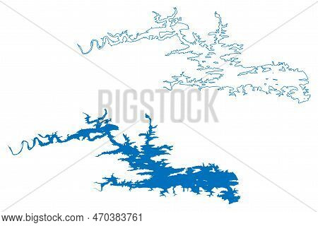 Lake Degray Reservoir (united States Of America, North America, Us, Usa, Arkansas) Map Vector Illust