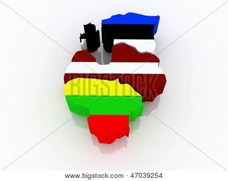 Mappa dei paesi baltici. 3D