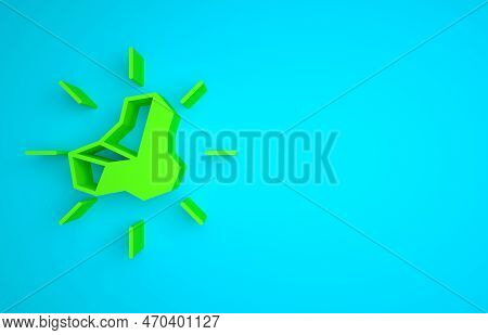 Green Gold Nugget Icon Isolated On Blue Background. Mineral Boulder. Minimalism Concept. 3d Render I