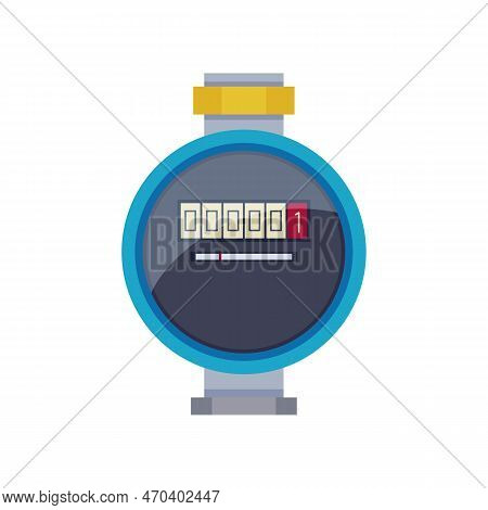 Round Water Meter Vector Illustration. Cartoon Drawing Of Tool Or Equipment Of Electrician Isolated 