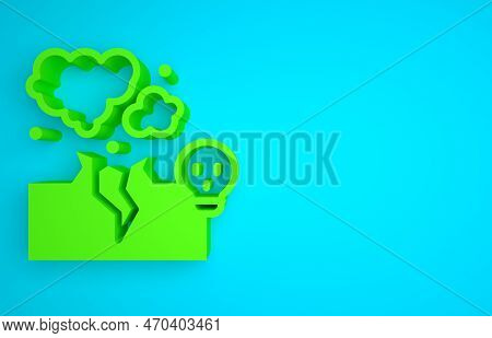 Green Poisonous Cloud Of Gas Or Smoke Icon Isolated On Blue Background. Stink Bad Smell, Smoke Or Po