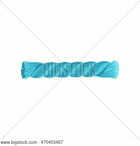 String Of Blue Yarn Vector Illustration. Cartoon Drawing Of Material For Knitting Or Production Of H