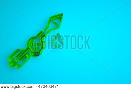 Green Poison On The Arrow Icon Isolated On Blue Background. Poisoned Arrow. Minimalism Concept. 3d R