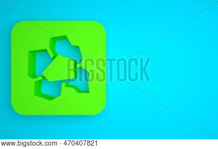 Green Gold Nugget Icon Isolated On Blue Background. Mineral Boulder. Minimalism Concept. 3d Render I