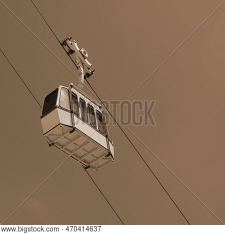 Funicular Car Against The Background Of The Sky And White Rock In The Village Of Rosh Ha Nikra In Th