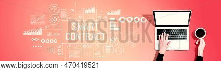 Smart Contract Theme With Person Using A Laptop Computer