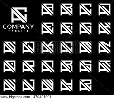 Bundle Of Abstract Square A Letter Logo Design Vector. Simple Aa A Logo Vector.