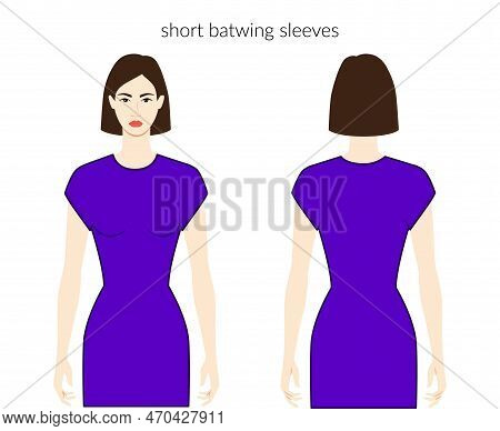 Batwing Sleeves Short Length Clothes Character Beautiful Lady In Purple Top, Shirt, Dress Technical 