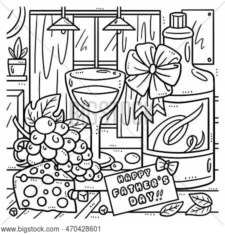 A Cute And Funny Coloring Page Of Wine, Grapes, And Cheese. Provides Hours Of Coloring Fun For Child