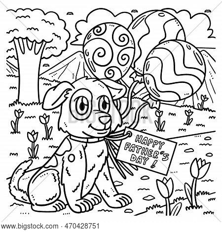 A Cute And Funny Coloring Page Of A Dog With Balloons. Provides Hours Of Coloring Fun For Children. 