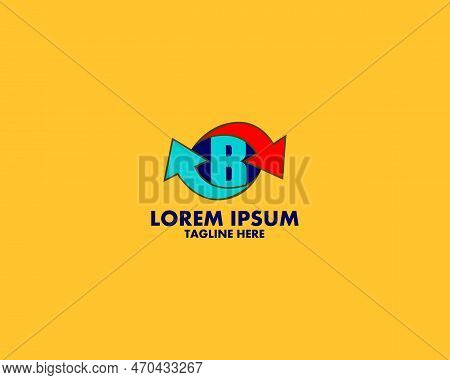 Modern And Minimalist Initial Letter B With Reload Refresh Repeat Rotate Restart Symbol Logo Design