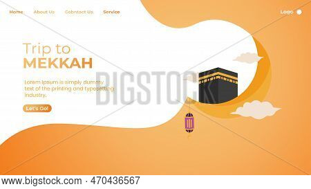Islamic Concept Illustration With Mosque Kabah Illustration For Ramadan Kareem Funneling Landing Pag