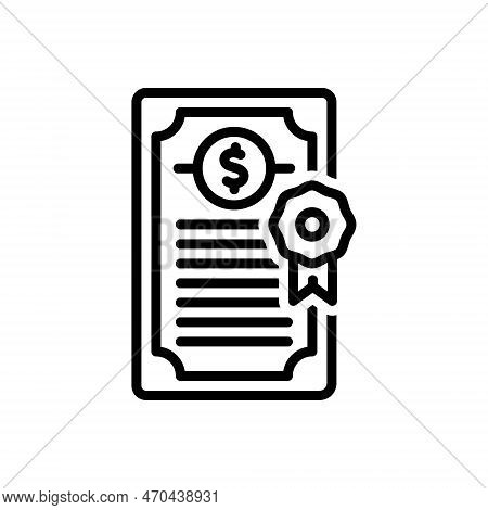 Black Line Icon For Bond Bond-paper Certificate Stamp Document Shares Legal-paper