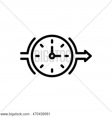 Black Line Icon For Interim Time Watch Timer Clock Timepiece Chronometer