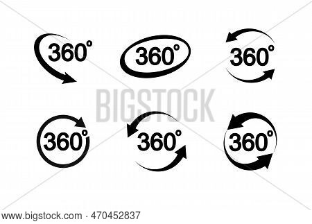 360 Degrees View Related Sign Set Isolated On Transparent Background. Abstract Concept Graphic Rotat