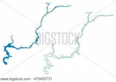 Lake Dworshak Reservoir (united States Of America, North America, Us, Usa, Idaho) Map Vector Illustr