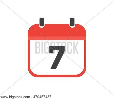 Simple Calendar With Date 7, Day Seven Logo Design. Calendar Icon Flat Day 7. Reminder Symbol. Event