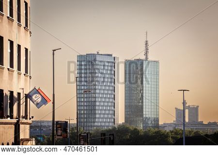 Belgrade, Serbia - July 19, 2022: Usce Towers, Usce 1 And 2 In New Belgrade (novi Beograd). These Ar