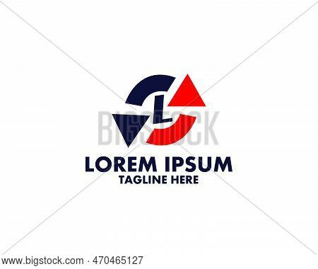 Initial Letter L With Arrow Logo Design Inspiration In Blue Background.