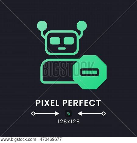 Advanced Bot Protection Green Solid Gradient Desktop Icon On Black. Machine Learning. Digital Securi