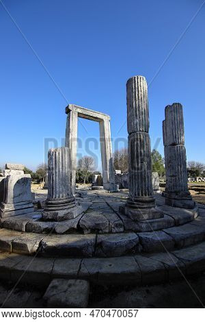 Excavations Of The Temple Of Hekate In Lagina Ancient City And Ancient Columns Yatagan Mugla Turkey