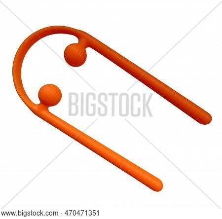 Orange Handheld Neck Massager Isolated On White. Clipping Path Included.