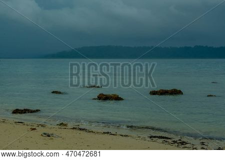 Cool Calm Moody Morning Sea Beach With Amazing Horizon