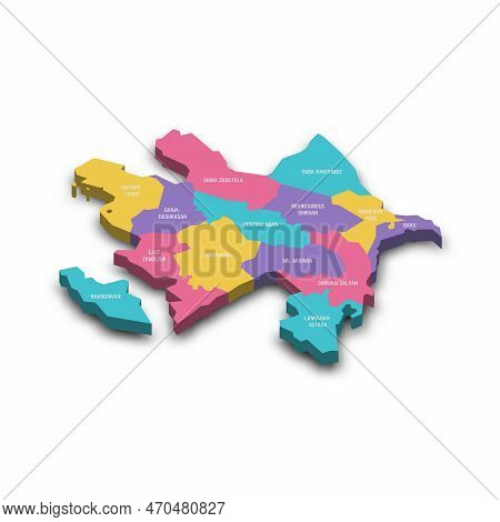 Azerbaijan Political Map Of Administrative Divisions - Districts, Cities And Autonomous Republic Of 