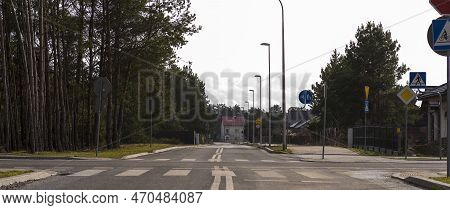 Crossroads In A Housing Estate Of Single-family Houses. Ostrowiec Swietokrzyski - A District In A Wo
