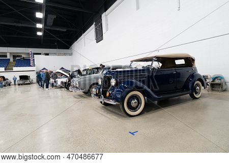Flint, Michigan -usa- February 10, 2023:  8Th Annual Chrome And Ice Winter Indoor Autoshow At The Do