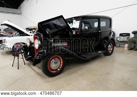 Flint, Michigan -usa- February 10, 2023:  8Th Annual Chrome And Ice Winter Indoor Autoshow At The Do