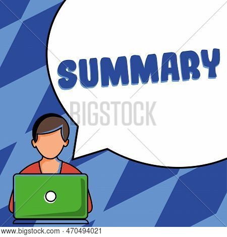Hand Writing Sign Summary. Business Overview Brief Statement Abstract Synopsis Concise Abbreviated V