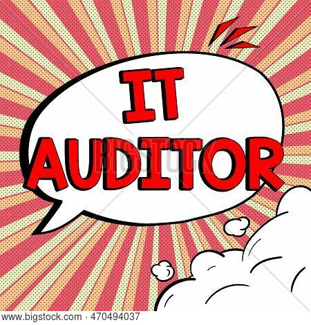 Text Caption Presenting It Auditor. Word Written On Person Authorized To Review And Verify The Accur
