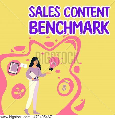 Inspiration Showing Sign Sales Content Benchmark. Concept Meaning Manage Their Team By Analyzing Met