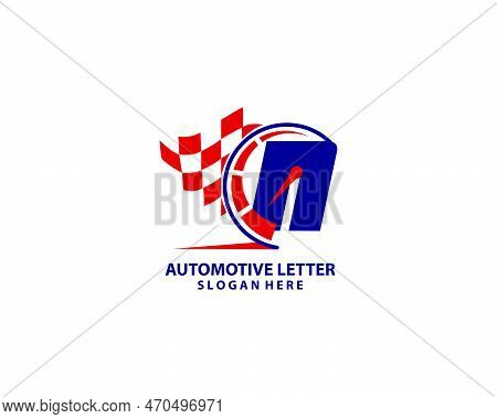 Speed Logo On Letter N Template. Speed On N Letter, Initial Speed Sign Concept