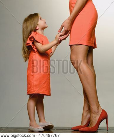 Growing Up, Parenthood, Childhood Concept. Mother And Daughter. Admonition. Mothers Day Love Family.