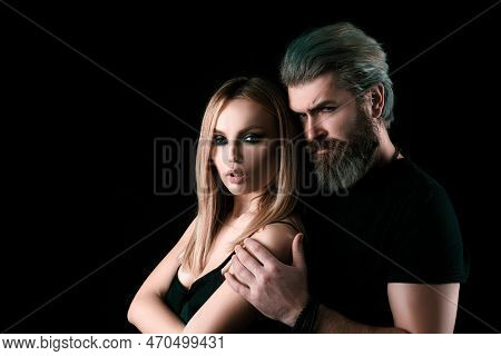 Young Fashionable Couple. Fashion Beautiful Couple Embracing Each Other. Portrait Of Sexy Beautiful 