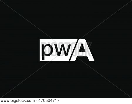 Pwa Logo And Graphics Design Vector Art, Icons Isolated On Black Background