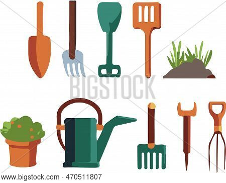 Spring Concept. Set Of Gardening Tools. Garden Instruments