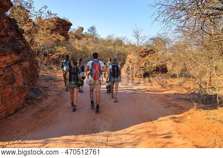 Tourists Hike Towards Waterberg Plateaus. - 09 October 2018: Tourists Hike Towards Waterberg Plateau