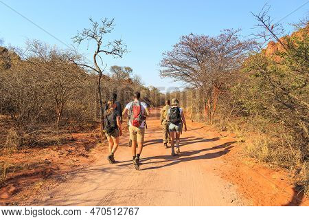Tourists Hike Towards Waterberg Plateaus. - 09 October 2018: Tourists Hike Towards Waterberg Plateau