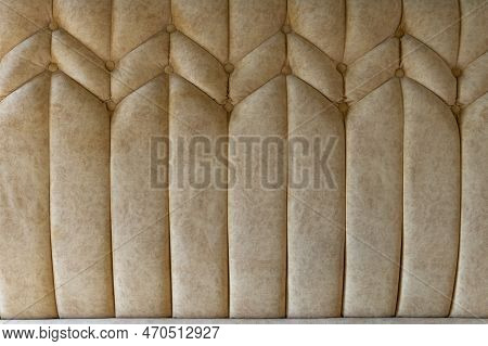 Textile Surface Of Sofa Back.. Upholstered Furniture. Decor Of Upholstered Furniture. Abstract Beige
